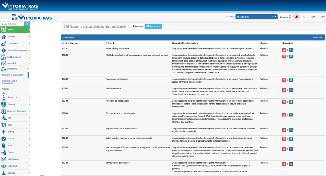 software sostenibilità ambientale - Vittoria RMS